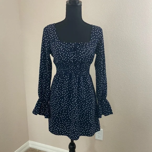 open lace back dress Celena Maxi Dress Blue Polka Dot